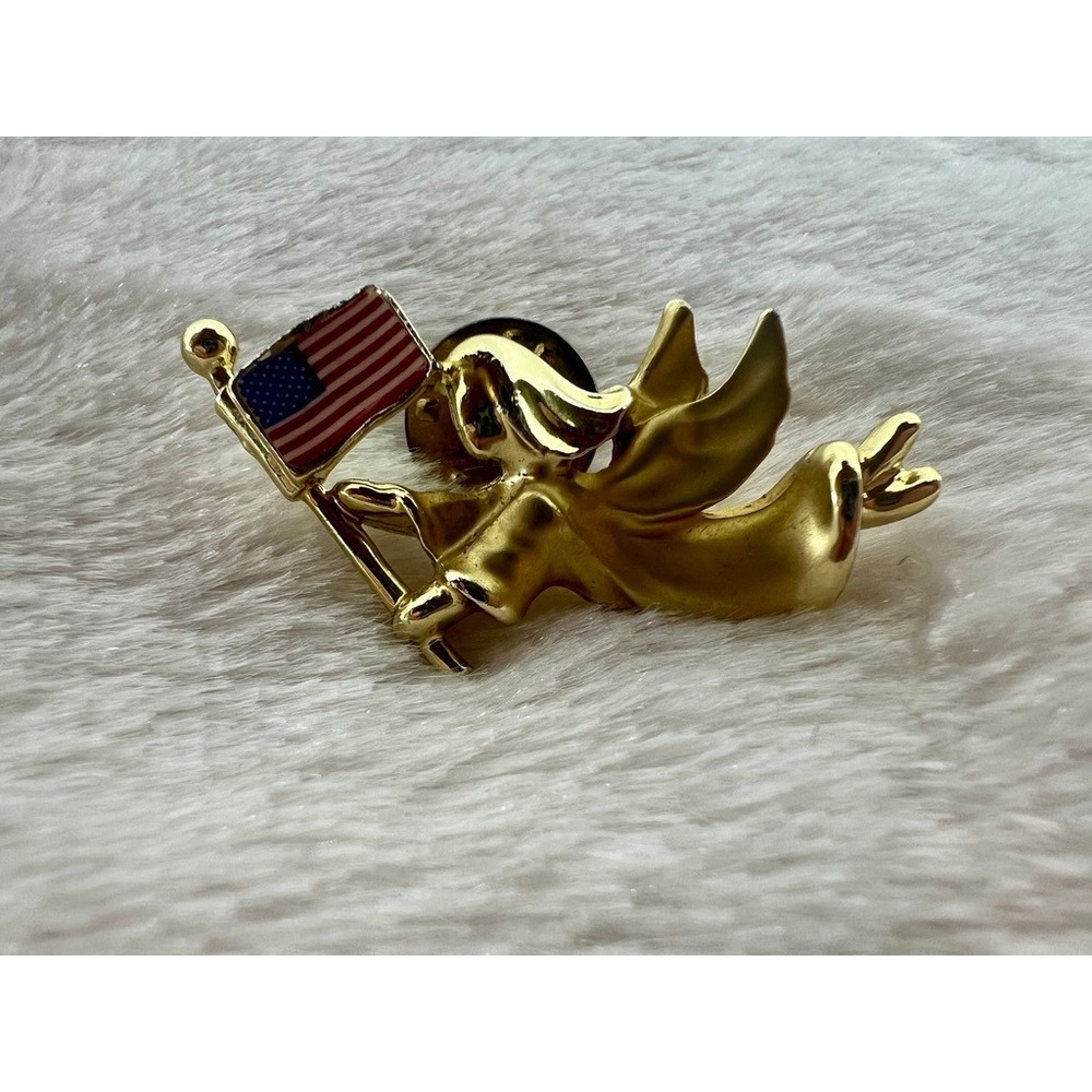 Patriotic‎ Angel Pin Gigi Gold Americana Flag USA 250 Birthday Whimsical USA